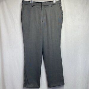 Dockers Premium Flat Front Relaxed Fit Dress Pants Men 34x29 Gray Straight Leg